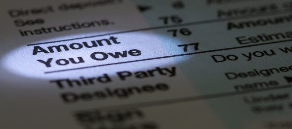 Amount owed on tax return