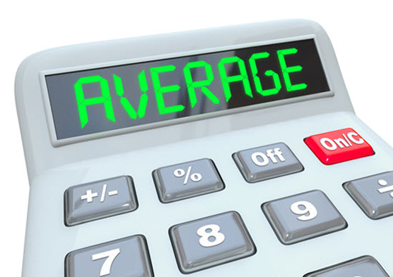 Calculator displaying the word average