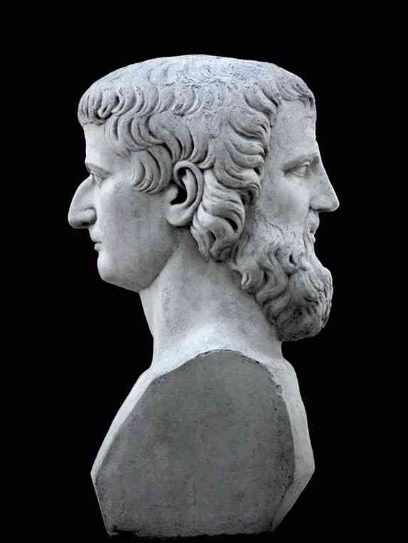 two-faced Janus statue